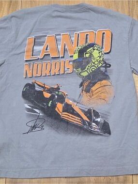 Lando Norris Vintage McLaren Graphic Tee - Gray with Orange Detail